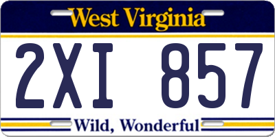 WV license plate 2XI857