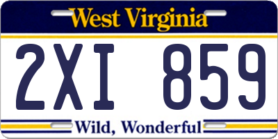 WV license plate 2XI859