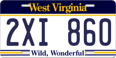 WV license plate 2XI860