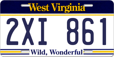 WV license plate 2XI861