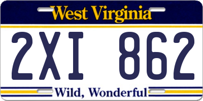 WV license plate 2XI862