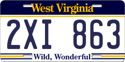 WV license plate 2XI863