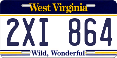 WV license plate 2XI864