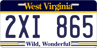WV license plate 2XI865