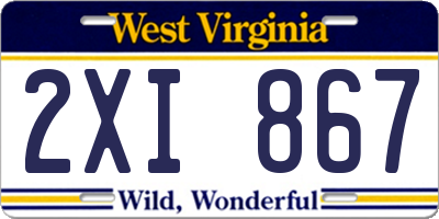 WV license plate 2XI867