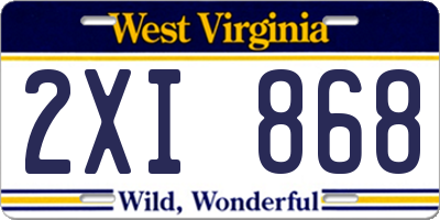 WV license plate 2XI868