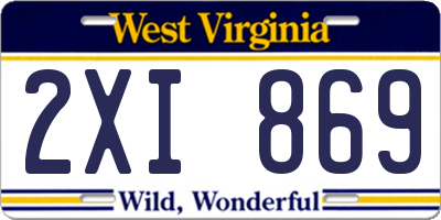 WV license plate 2XI869