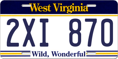 WV license plate 2XI870