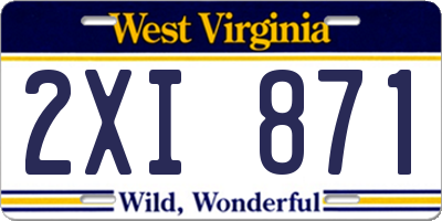 WV license plate 2XI871