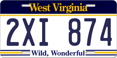 WV license plate 2XI874