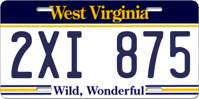 WV license plate 2XI875
