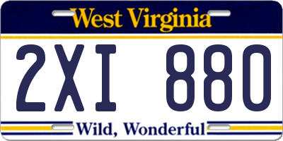 WV license plate 2XI880