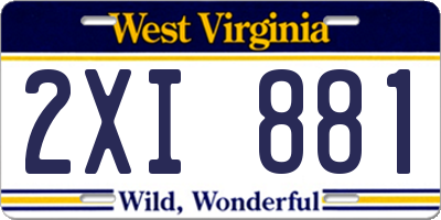 WV license plate 2XI881