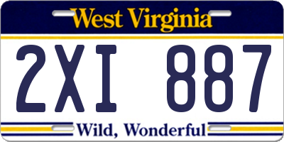 WV license plate 2XI887