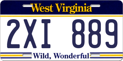 WV license plate 2XI889