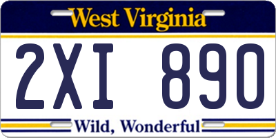 WV license plate 2XI890