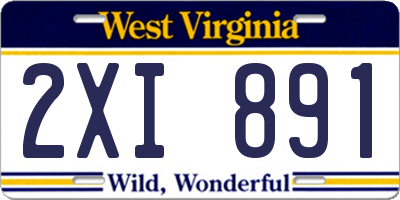 WV license plate 2XI891