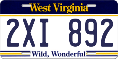 WV license plate 2XI892