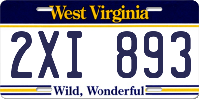 WV license plate 2XI893