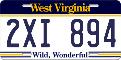 WV license plate 2XI894