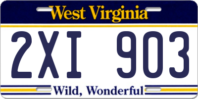 WV license plate 2XI903