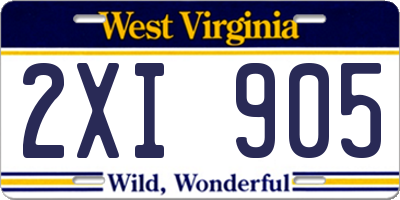 WV license plate 2XI905