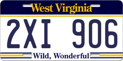 WV license plate 2XI906