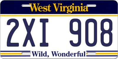 WV license plate 2XI908