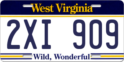 WV license plate 2XI909