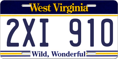 WV license plate 2XI910