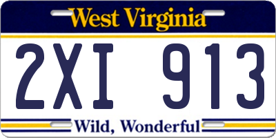 WV license plate 2XI913