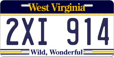 WV license plate 2XI914