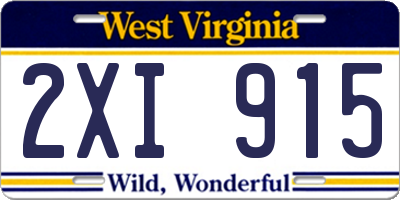 WV license plate 2XI915