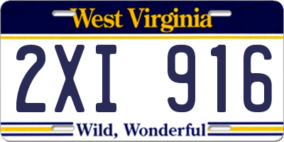 WV license plate 2XI916