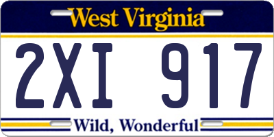 WV license plate 2XI917