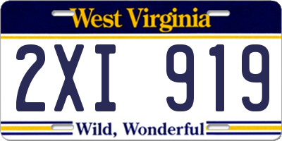WV license plate 2XI919