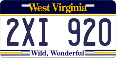 WV license plate 2XI920