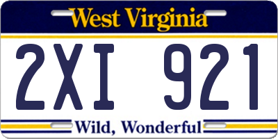 WV license plate 2XI921