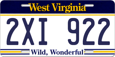 WV license plate 2XI922