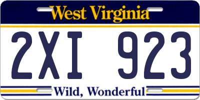 WV license plate 2XI923