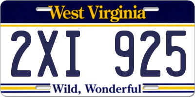 WV license plate 2XI925