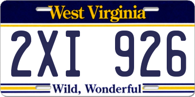 WV license plate 2XI926