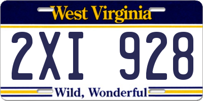 WV license plate 2XI928