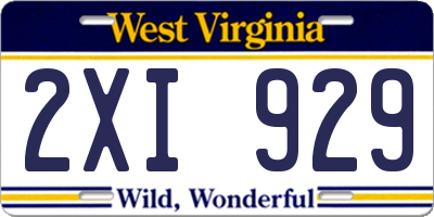 WV license plate 2XI929