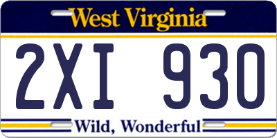 WV license plate 2XI930