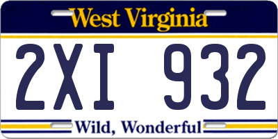 WV license plate 2XI932