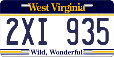 WV license plate 2XI935