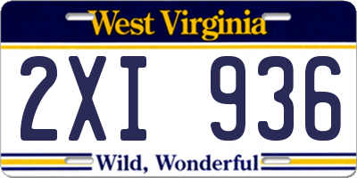 WV license plate 2XI936