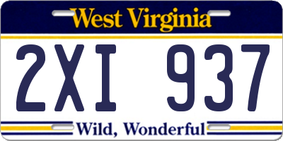 WV license plate 2XI937