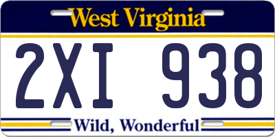 WV license plate 2XI938